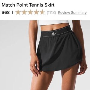 NWT ALO Match Point Tennis Skirt - Black